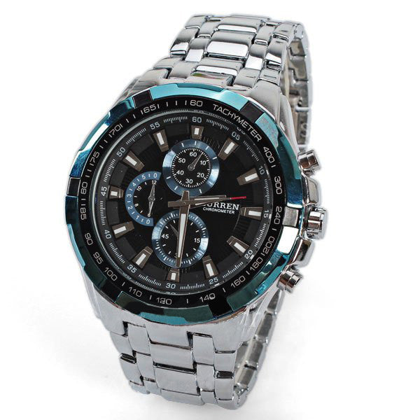 Stainless Steel Chronograph (Black 4.5cm Dial)
