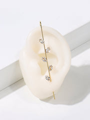 1pc Oval Rhinestone Decor Earring Zinc Alloy Sai Feel