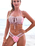 2 Piece Bikini Set Removable Straps Tie Drawstring Ruffled Hollow Out Swimsuit Sai Feel