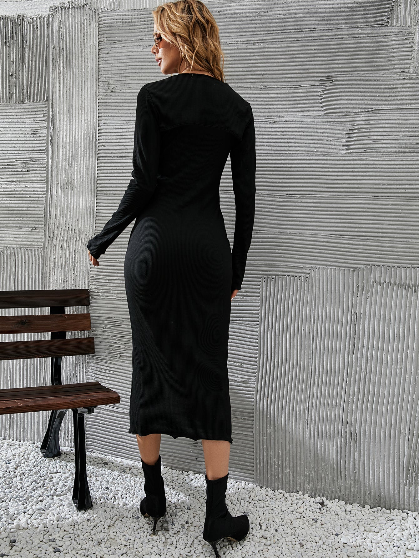 2PCS Women's Long Sleeve Dress  Knit Sweater Long Dress spaghetti Dress and Long Sleeve Top Sai Feel