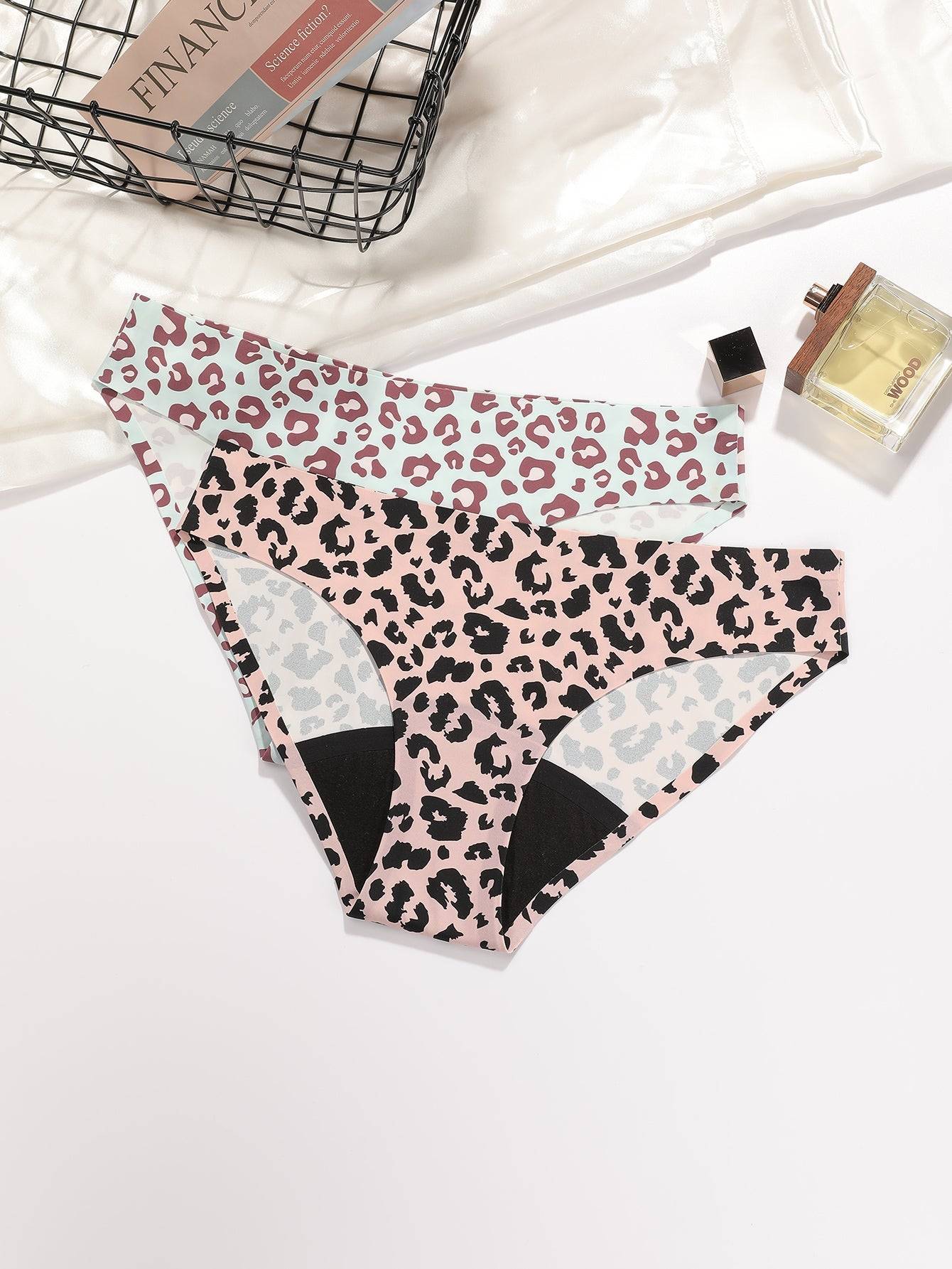 2Pack Leopard Seamless Period Underwear for Women Leak Proof  Overnight Menstrual Panties Set Sai Feel