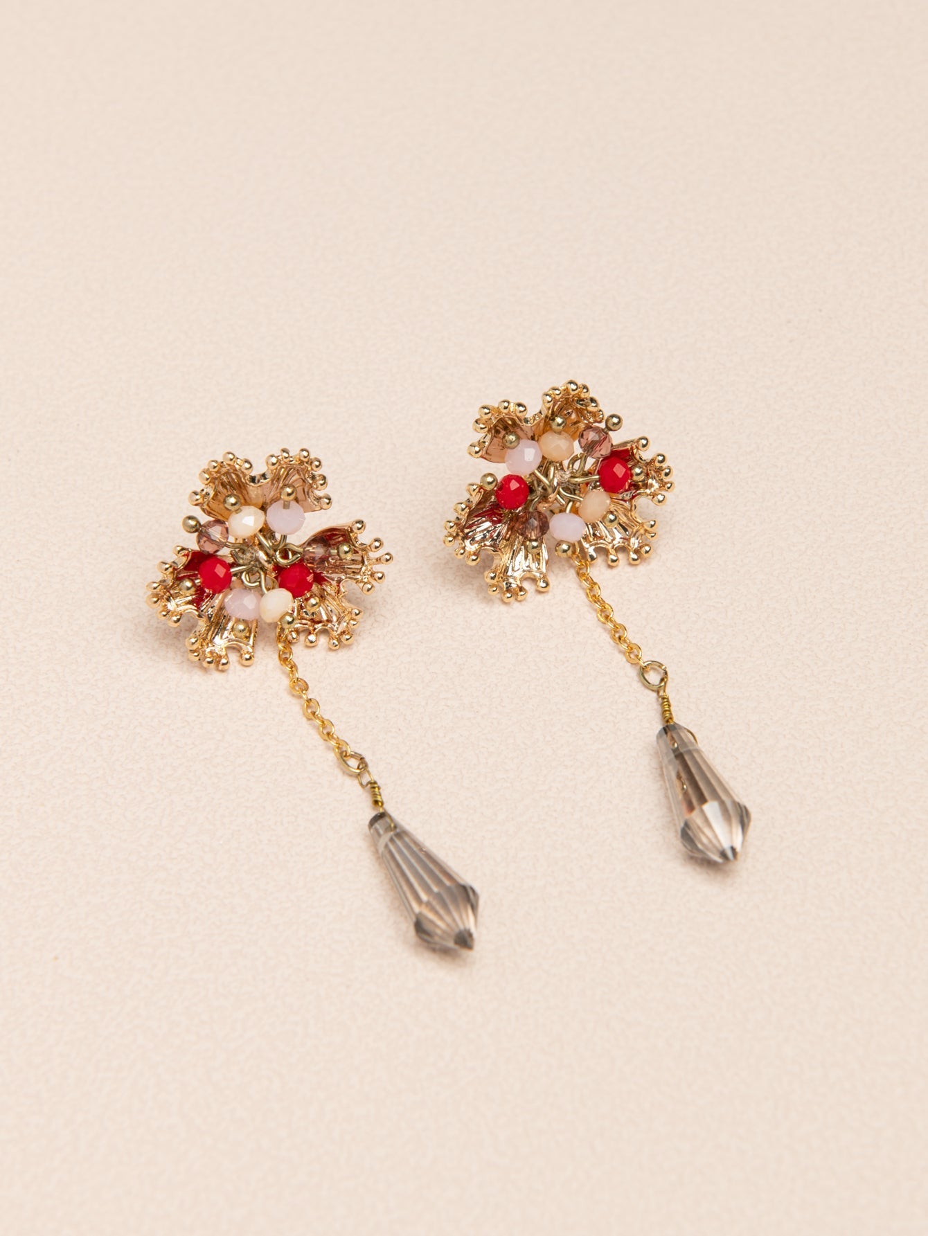 2pairs Bead Flower Style Earrings Sai Feel