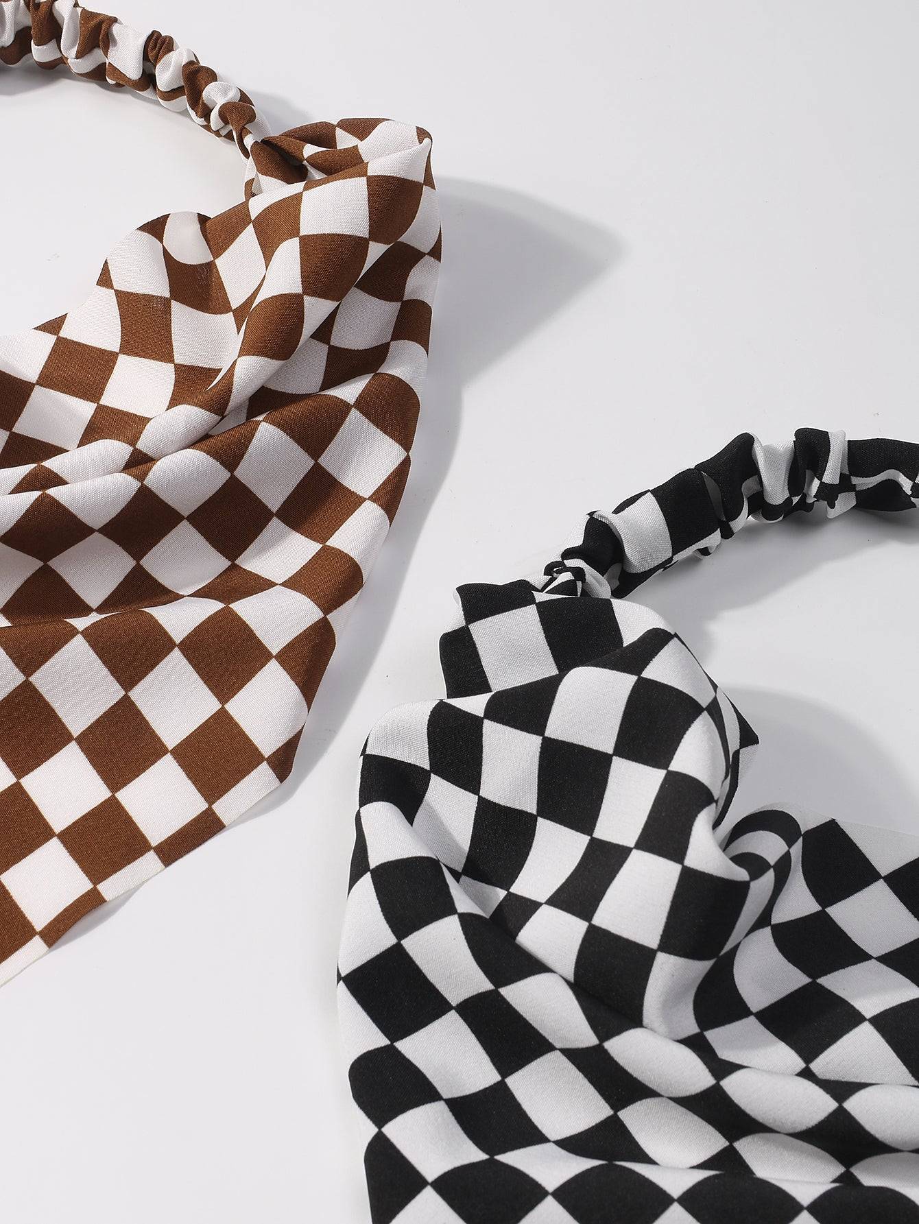 2pcs Checkerboard triangle headband Sai Feel