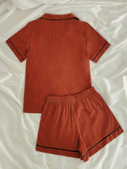 2pcs Pajamas Set for Women Short Sleeve Sleepwear with Shorts Loungewear Button-Down PJ set Sai Feel
