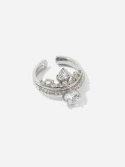 2pcs Rhinestone Adjustable Crown Ring Sai Feel