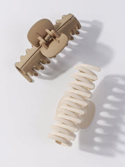 2pcs Solid Color Simple Style Hair Claw Clips Sai Feel