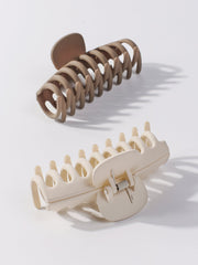 2pcs Solid Color Simple Style Hair Claw Clips Sai Feel