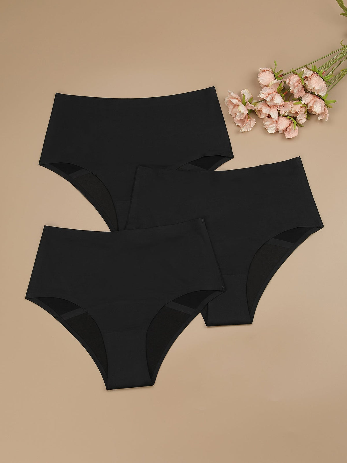 3 Pack Seamless Mid-Waist Period Underwear Leak Proof Overnight Menstrual Panties Briefs Sai Feel