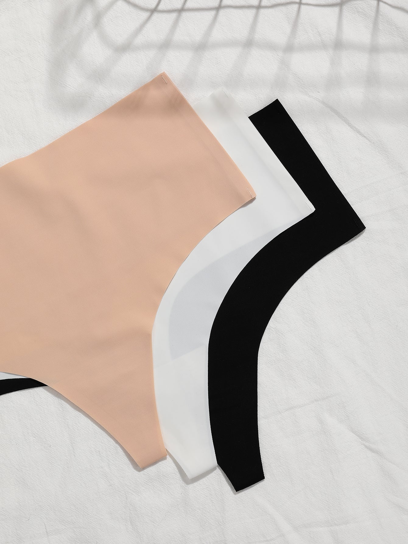 3PCS Daily Wear Basic Color Silky Seamless High Waist Thongs Set Sai Feel