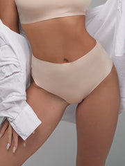 3PCS Daily Wear Basic Color Silky Seamless High Waist Thongs Set Sai Feel