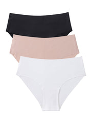 3PCS Daily Wear Middle Waist Basic Color Silky Seamless Panty Set Sai Feel