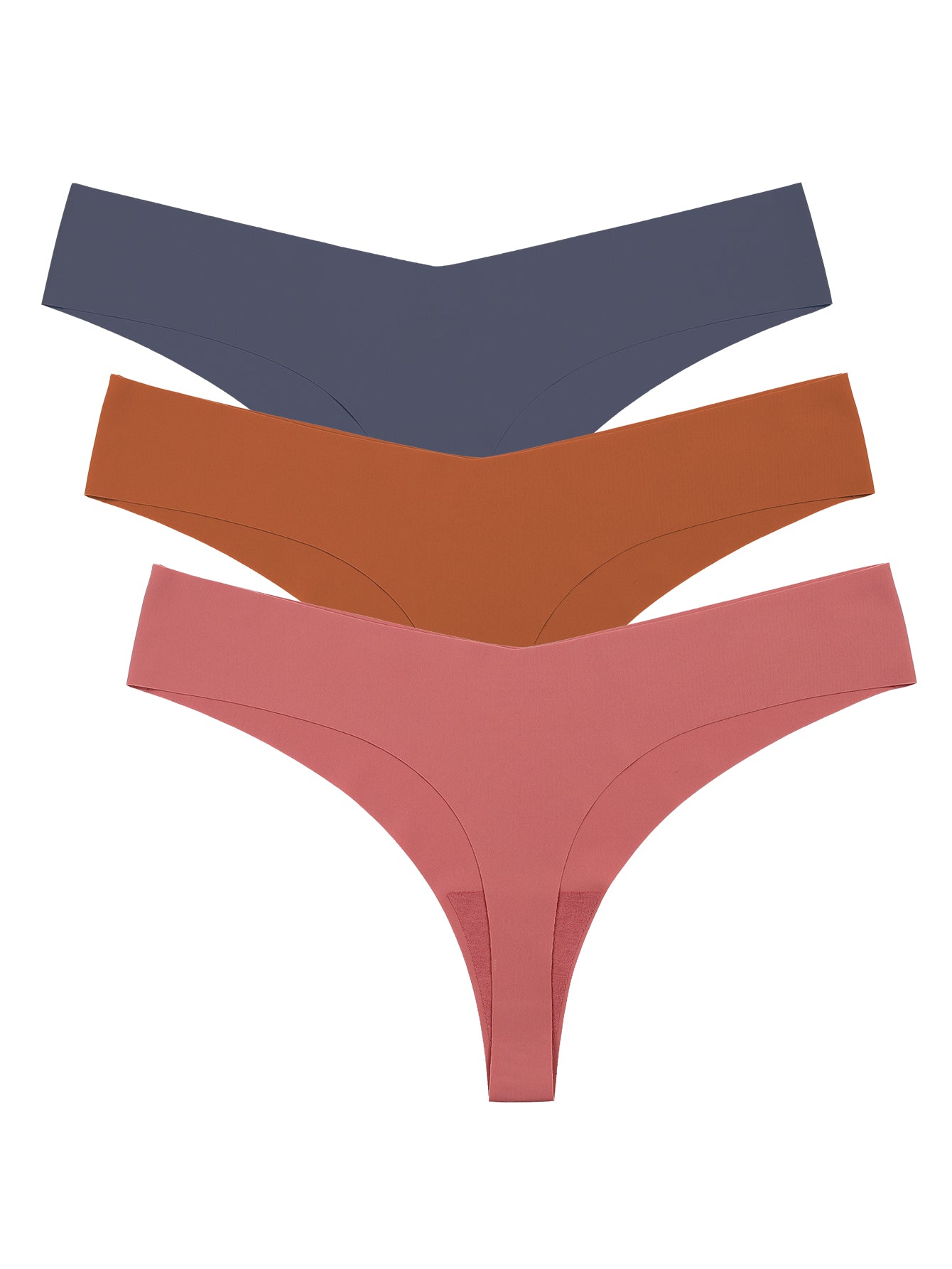 3PCS Earth Tone Colors Thongs Set Soft Underwear Sai Feel