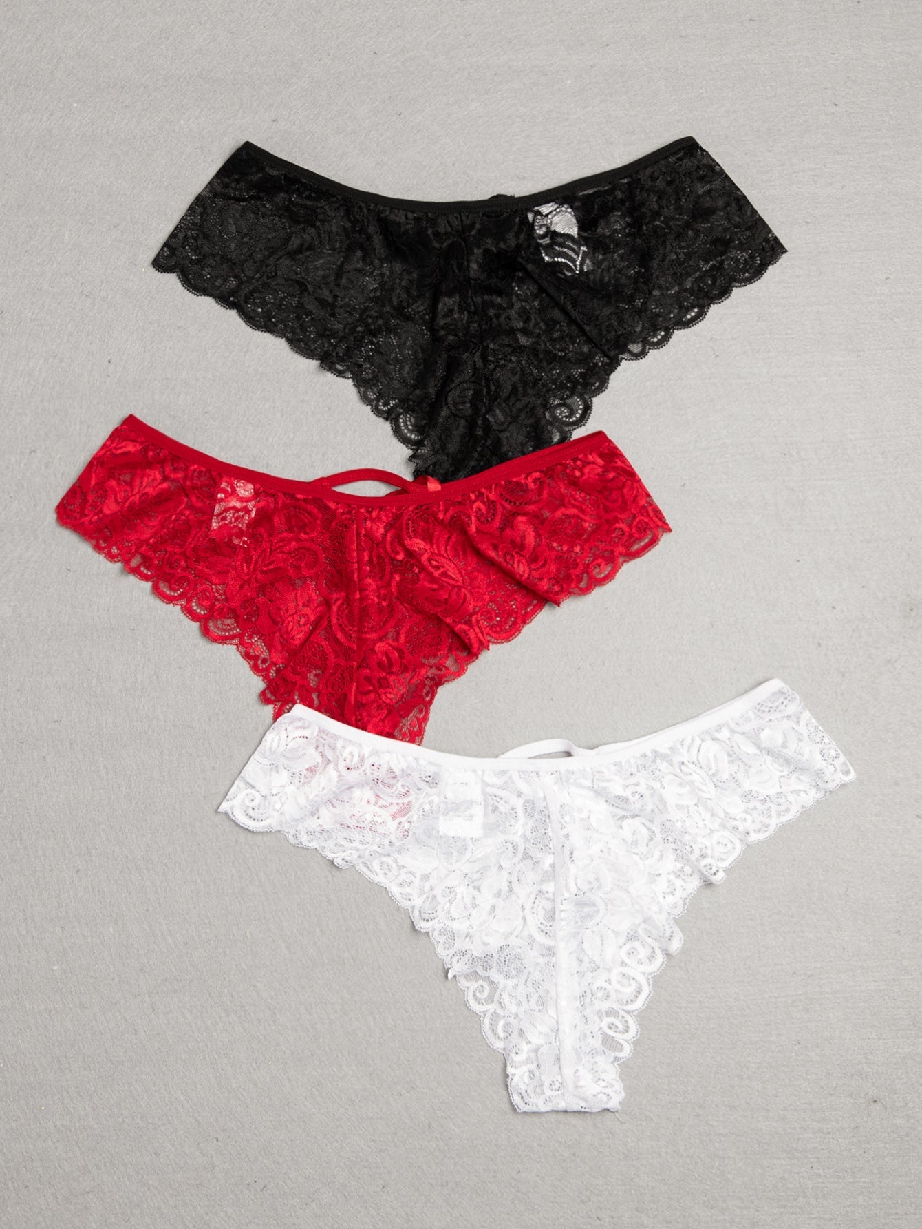 3PCS Plus Size Pack Woman Sexy Lace Flowers Panties Sai Feel