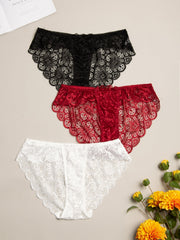 3PCS Plus Size Pack Women's Lace Underwear Sexy Panties Sai Feel