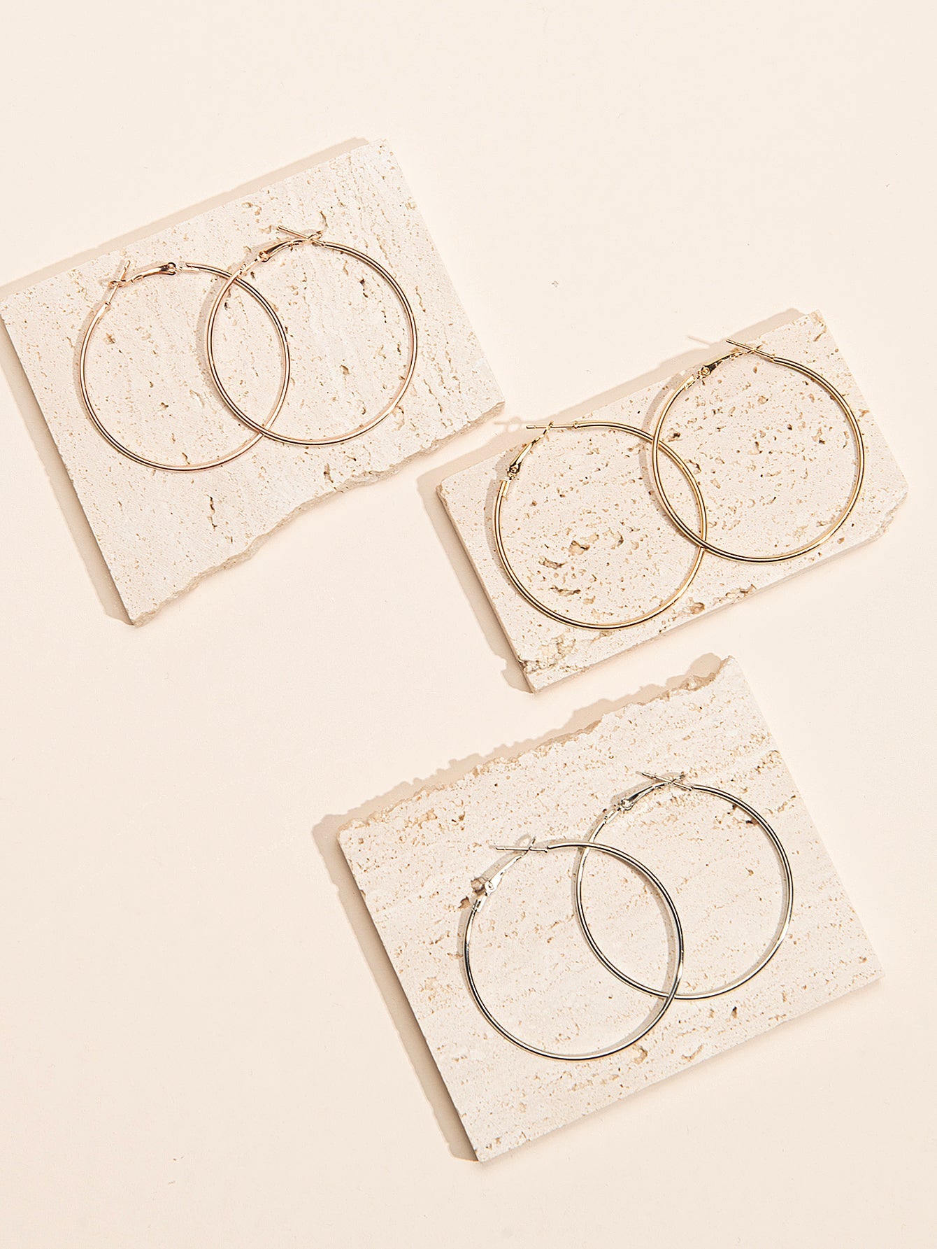 3pairs Hoop Earrings Sai Feel