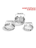 3pcs Hollow Carved Silver color Ring Set Sai Feel