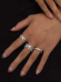 3pcs Hollow Carved Silver color Ring Set Sai Feel