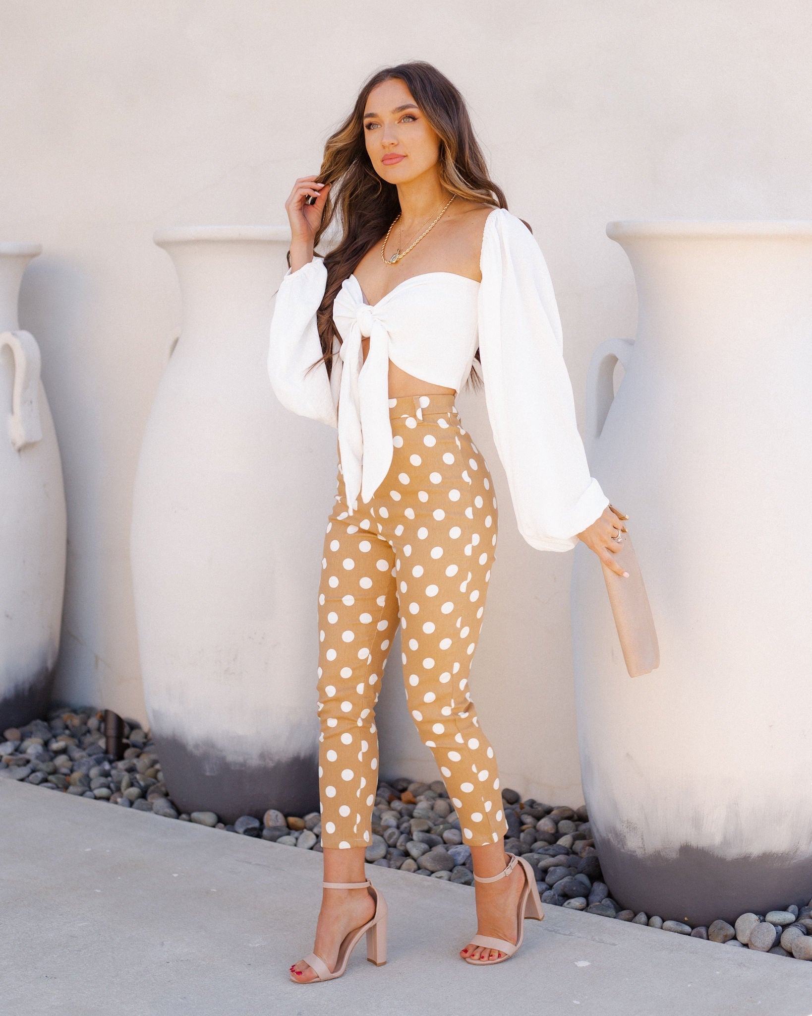 Adelaide Cotton Blend High Rise Polka Dot Pants - FINAL SALE