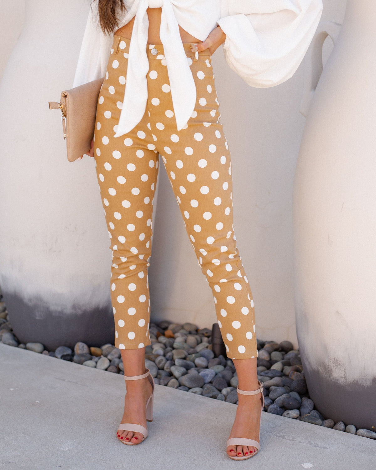 Adelaide Cotton Blend High Rise Polka Dot Pants - FINAL SALE