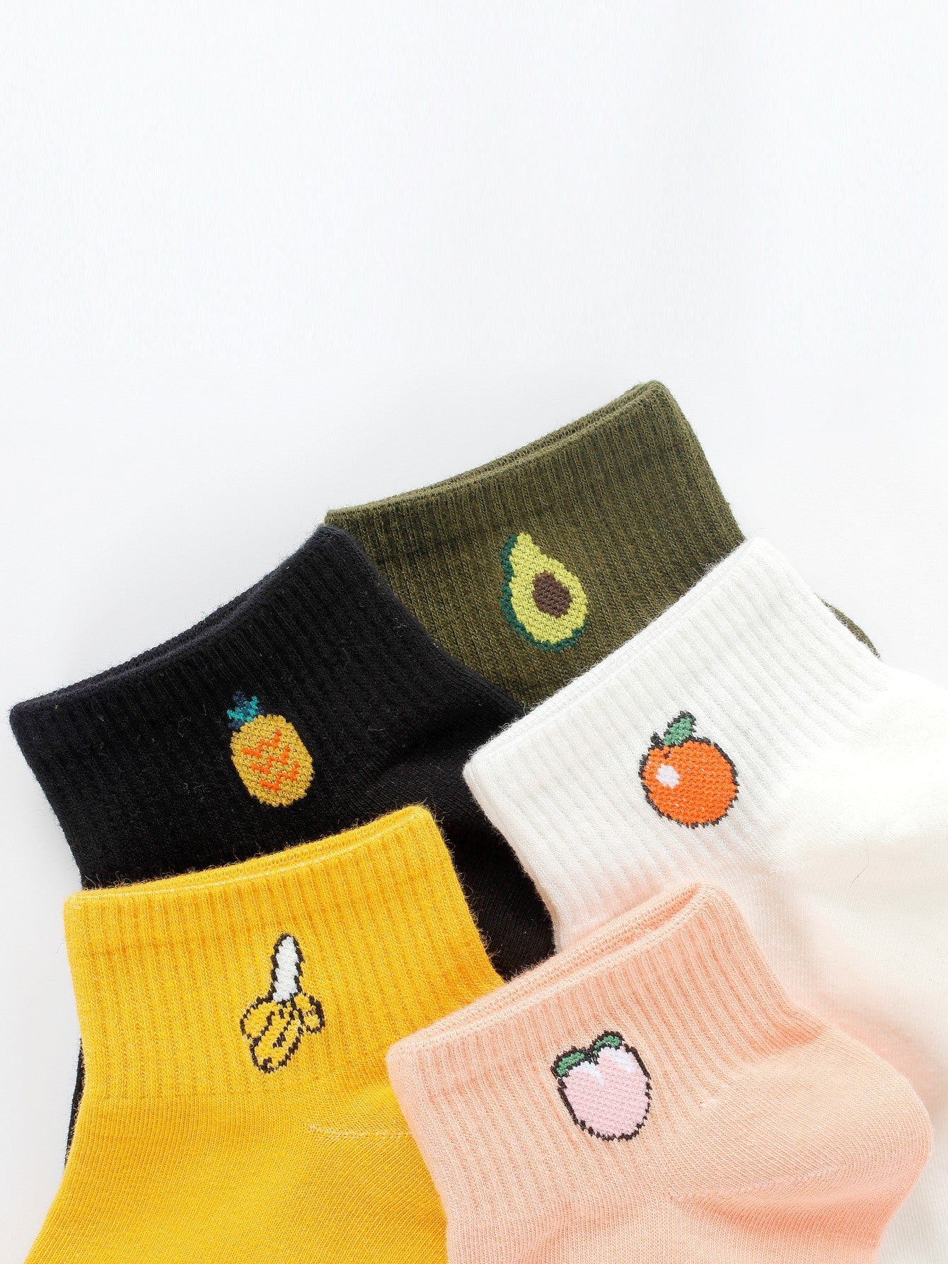 5 Pairs Embroidery Fruit pie sneaker socks Sai Feel