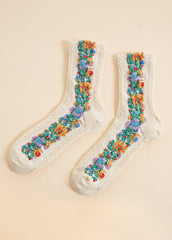 5 Pairs Flower Jacquard Socks Sai Feel