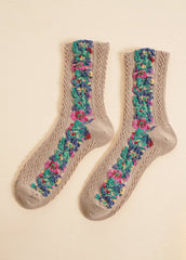 5 Pairs Flower Jacquard Socks Sai Feel