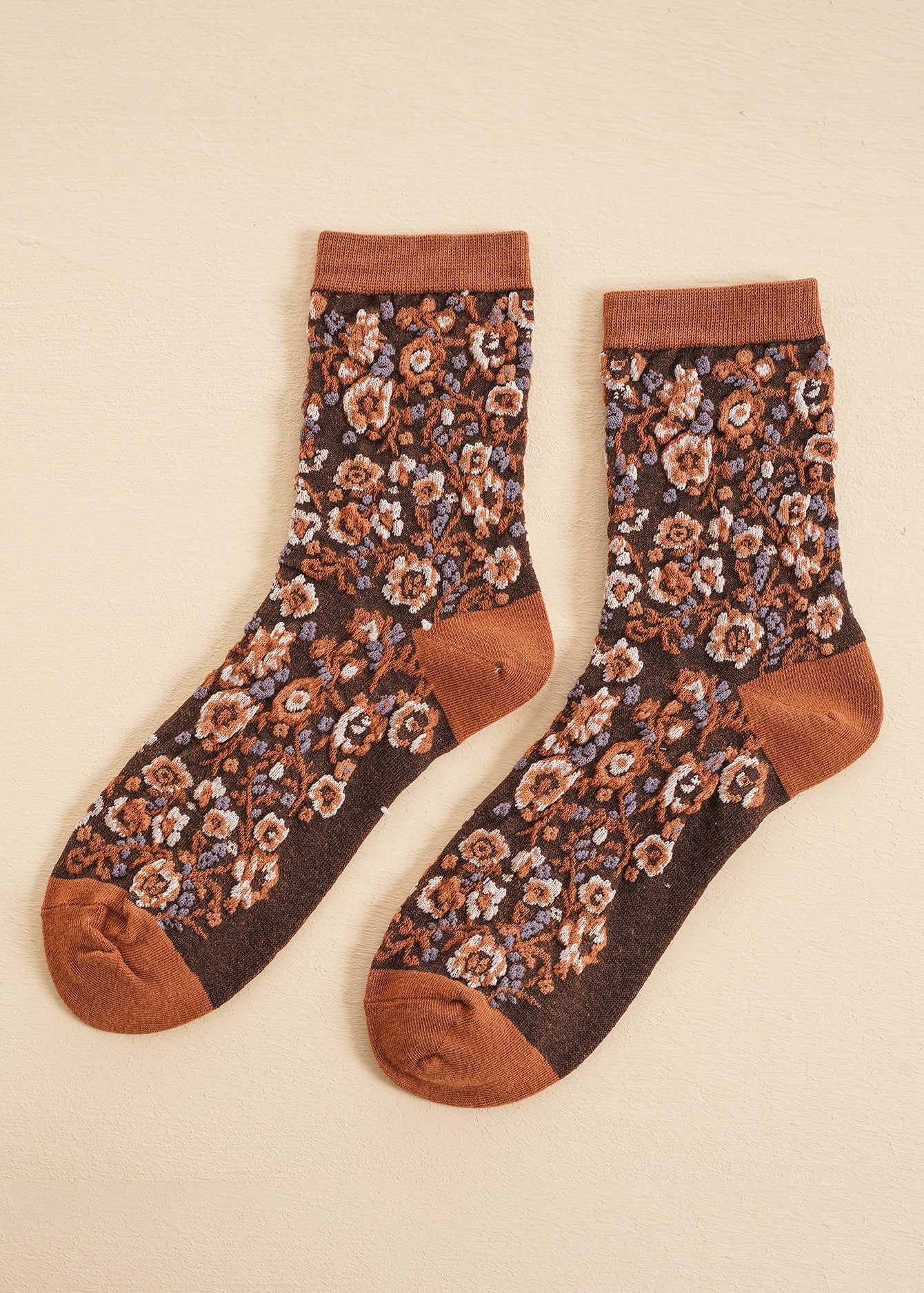 5 Pairs Flower Jacquard Socks Sai Feel