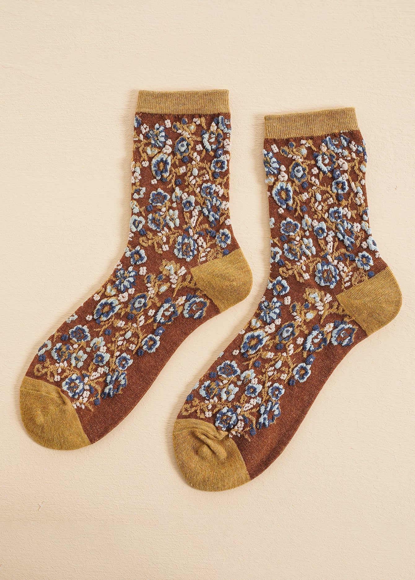 5 Pairs Flower Jacquard Socks Sai Feel