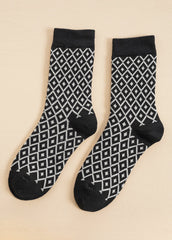 5 Pairs Plaid Jacquard Socks Sai Feel