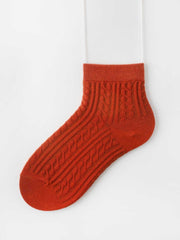 5 pairs Solid Color Twist Socks Casual Ankle High Low Cut Socks Sai Feel
