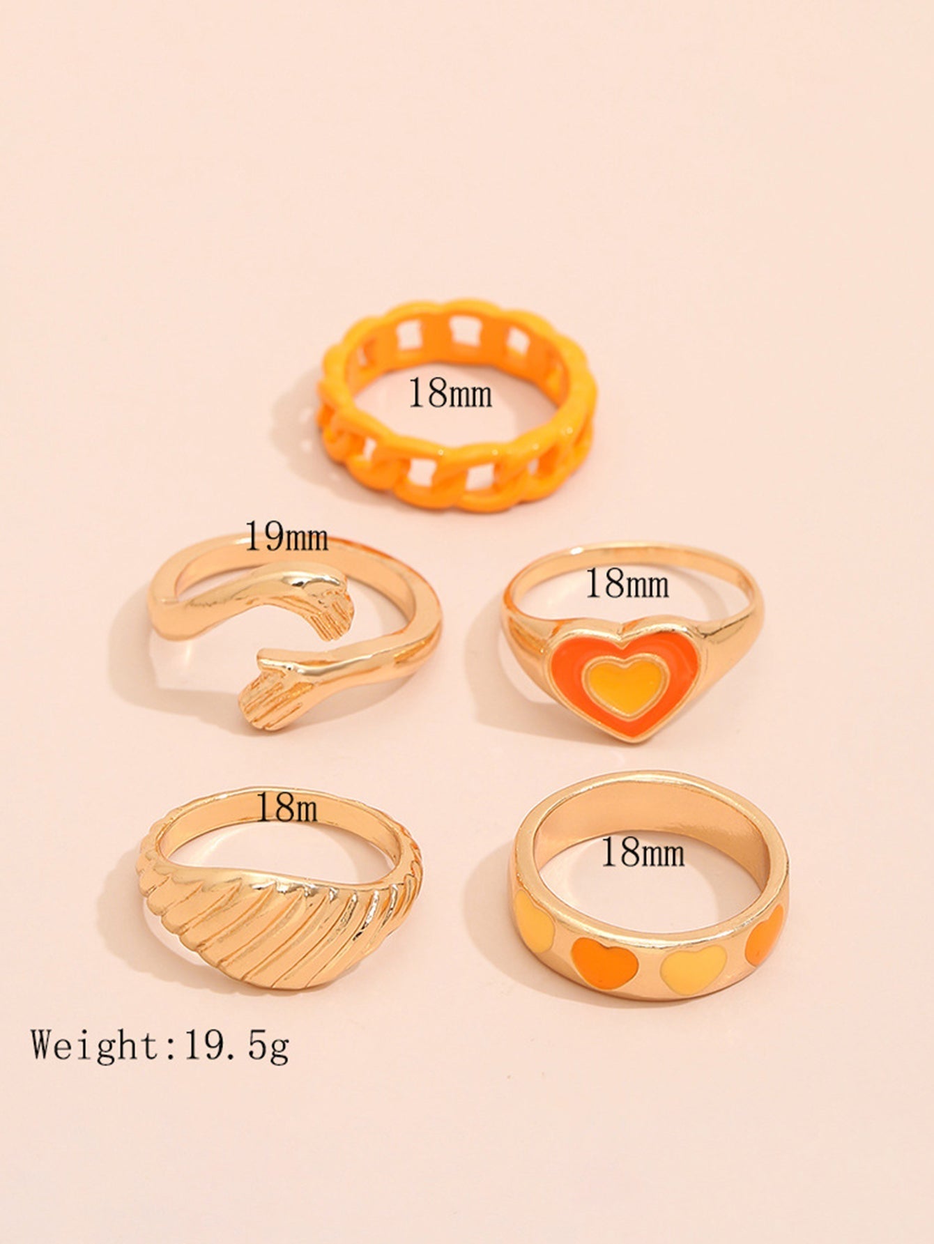 5pcs Color Expoy Love Ring Set Sai Feel
