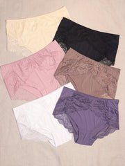 6 Pack Large Mid High Waist plus size Comfort Elastic Women Underwear Panties Sai Feel