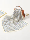 100% silk print color-blocking geometric heart pattern scarf