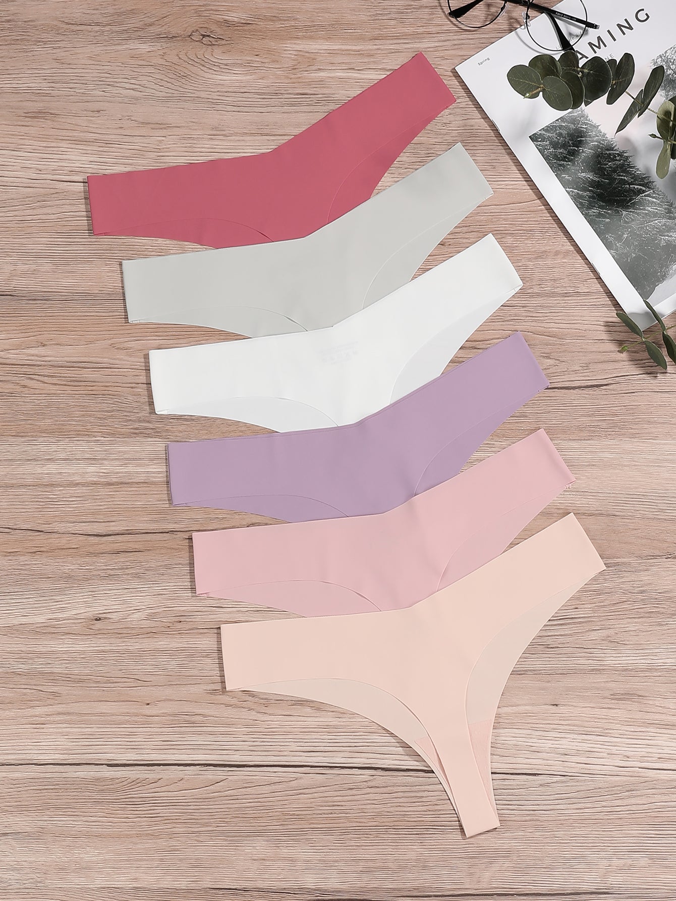 6PCS Sexly Lingerie Multi Color Seamless Thongs Set Sai Feel