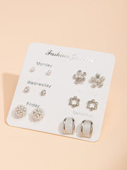 6pairs Flower Crystal Earring Giftset Sai Feel