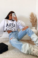 90's Ombre High Rise Boyfriend Jeans - Light Blue Wash