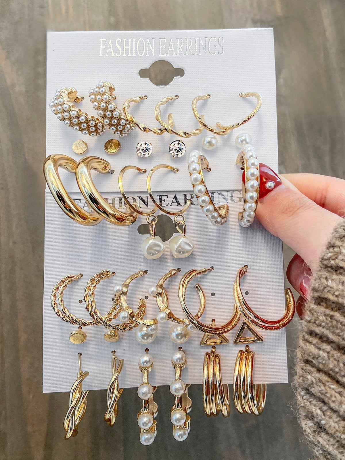 9pairs Faux Pearl Decor Earrings Sai Feel