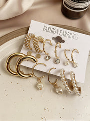 9pairs Faux Pearl Decor Earrings Sai Feel