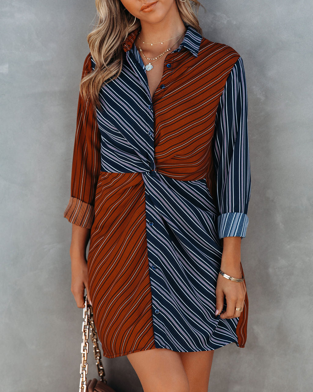 Abby Twist Front Striped Shirt Dress - FINAL SALE