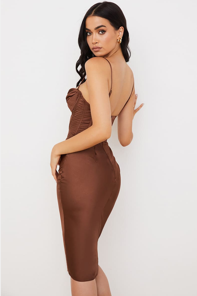 Absolute Elegance Satin Corset Midi Dress Sai Feel