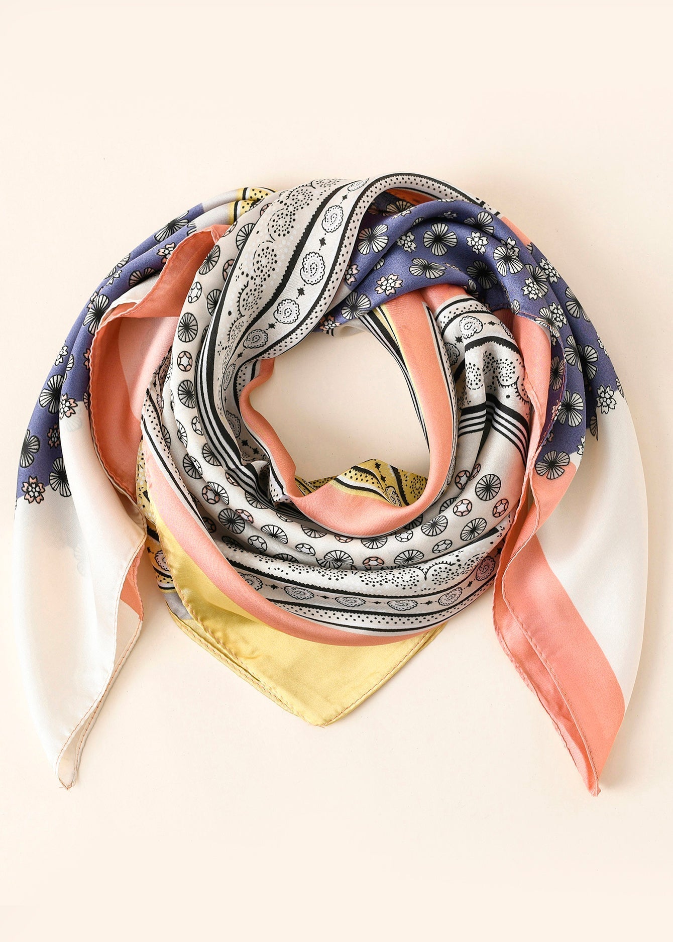 Abstract Print Satin Scarf Sai Feel