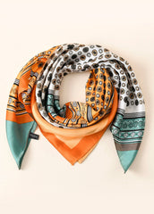 Abstract Print Satin Scarf Sai Feel