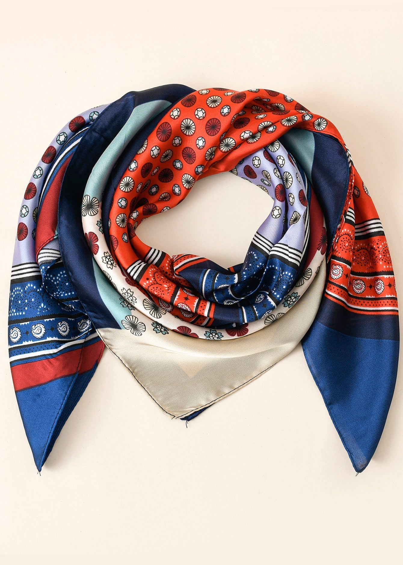 Abstract Print Satin Scarf Sai Feel