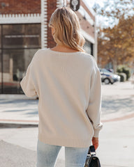 Acacia Cotton Crew Neck Sweater - Pale Beige - FINAL SALE