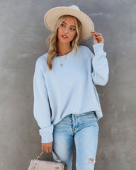 Acacia Cotton Crew Neck Sweater - Light Blue