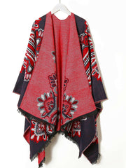 Acrylic Flower Jacquard Tassel Sweater Shawl 130X150CM Sai Feel