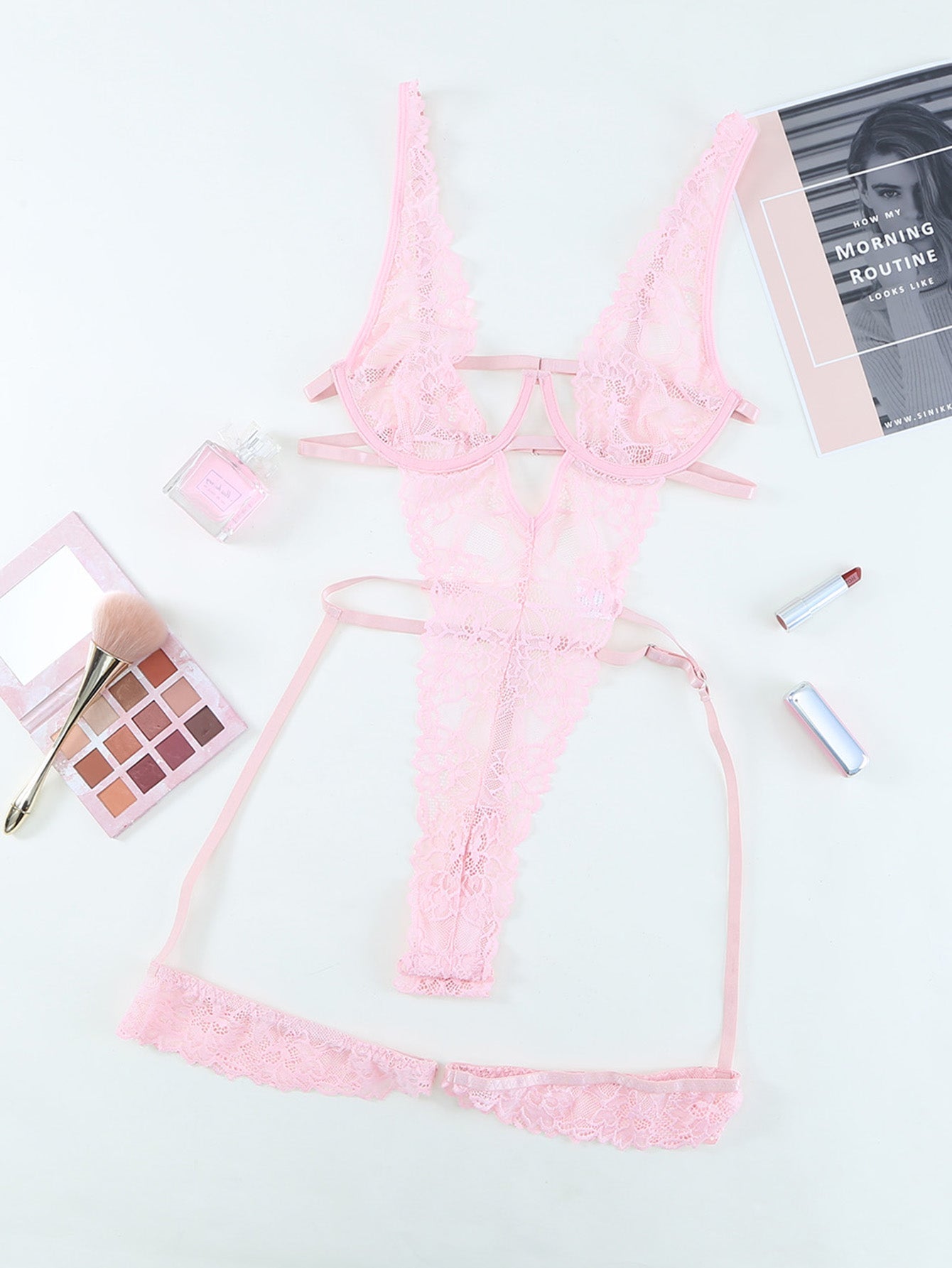 Adjustable Spaghetti Strap Strappy Lace Teddy Sai Feel