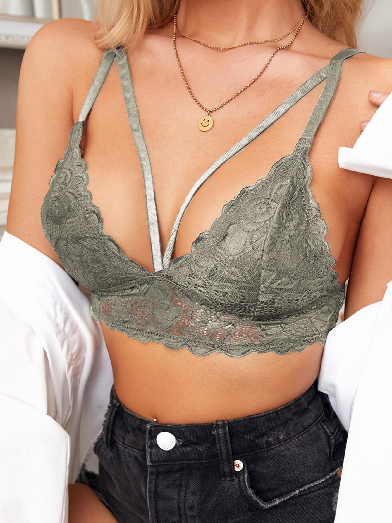 Adjustable Strappy Lace Bralette Sai Feel