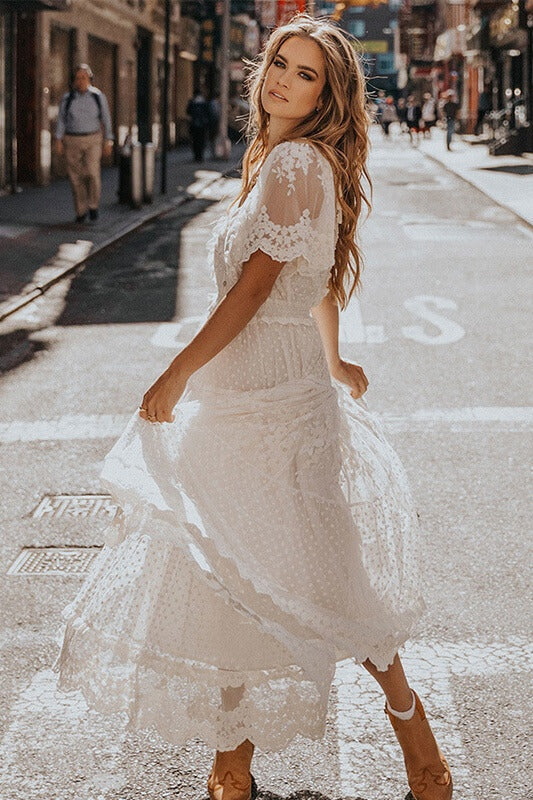 Adoration white lace midi dress Sai Feel