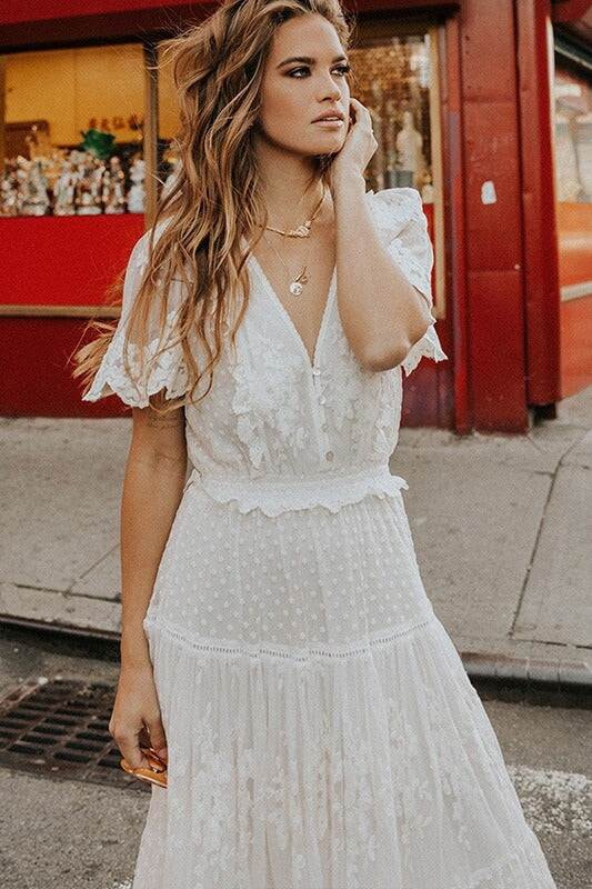 Adoration white lace midi dress Sai Feel